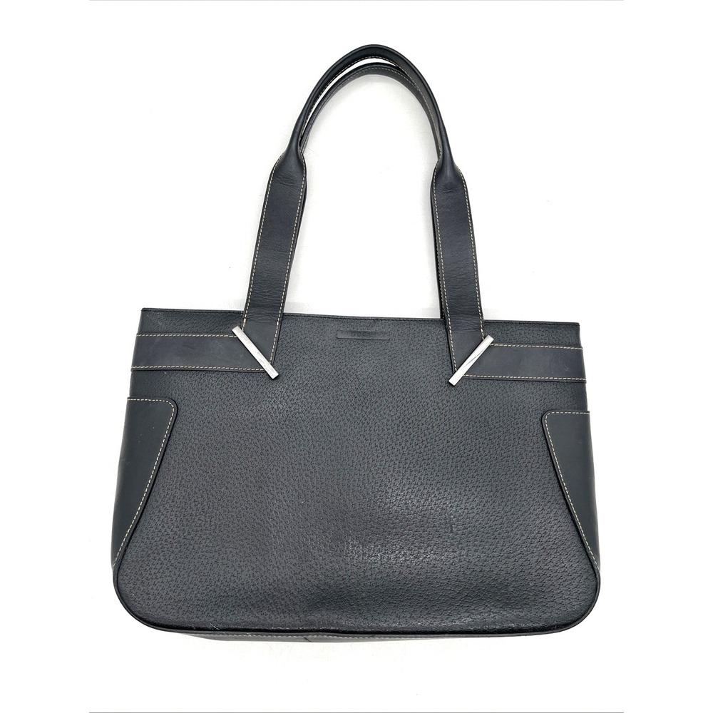 Authentic Gucci Pebbled Leather Tote Shoulder Bag Black GG Lining - Picture 3 of 16